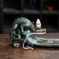 Keramik-Räucherstäbchenhalter und Backflowhalter mit Drache 26 cm lang