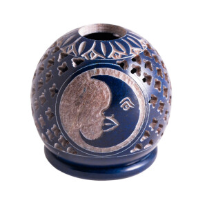 Kugelteelicht Mond, blau aus Speckstein