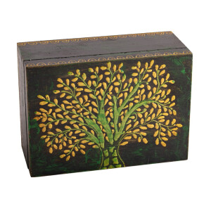 Baum des Lebens Holzbox klein, Handbemalt H: 7,5 cm, L: 17,5 cm, B: 12,5 cm