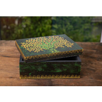 Baum des Lebens Holzbox klein, Handbemalt H: 7,5 cm, L: 17,5 cm, B: 12,5 cm
