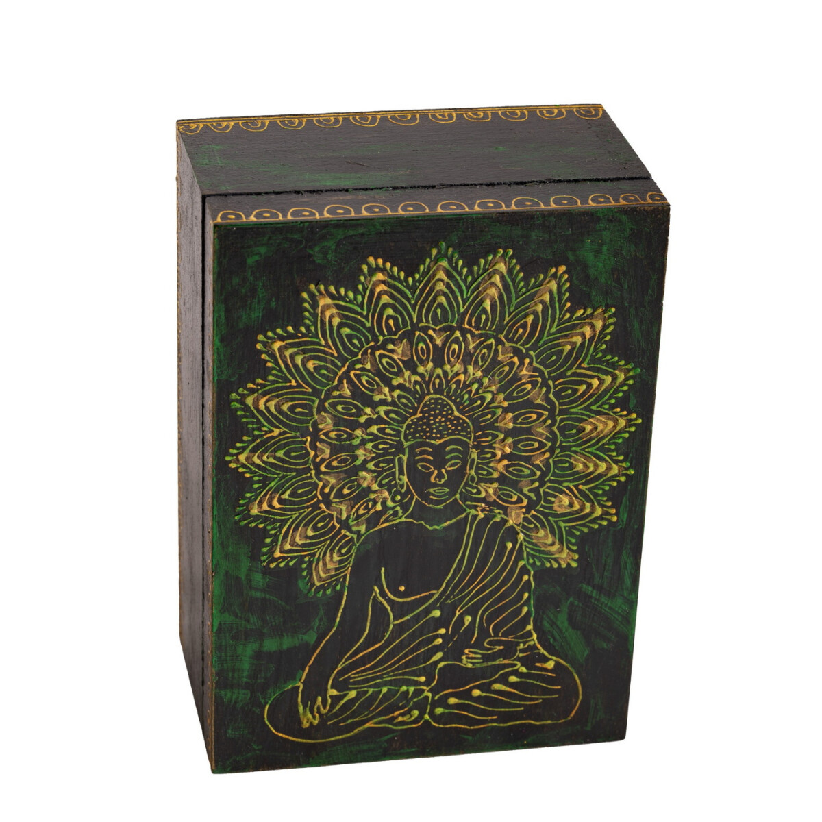 Holzbox Buddha klein, Handbemalt H: 7,5 cm, L: 17,5 cm, B: 1